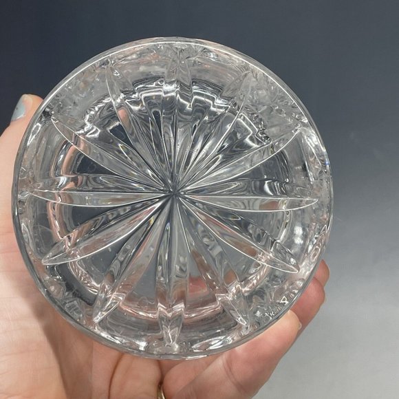 5 5/8" Vintage 20th C. Crystal Lidded Cylindrical Vanity Jar Container Decor - Picture 11 of 11